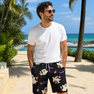 Real-life photo of someone wearing Men's Boo Bats Custom Face Beach Shorts — custom faces printed all-over
