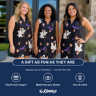 Friends in matching Women's Boo Bats Custom Face V-Neck Dress — a group gift photo