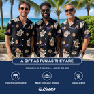 Friends in matching Men's Boo Bats Custom Face Hawaiian Shirt — a group gift photo