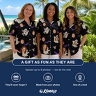 Friends in matching Women's Boo Bats Custom Face Hawaiian Shirt — a group gift photo