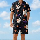Model wearing Men's Boo Bats Custom Face Shirt & Shorts Set printed with kids' faces