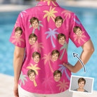 Back view of Women's Bougainvillea Breeze Custom Face Hawaiian Shirt
