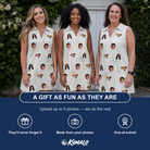 Friends in matching Women's Palm Pizzazz Custom Face V-Neck Dress — a group gift photo
