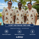 Friends in matching Men's Palm Pizzazz Custom Face Hawaiian Shirt — a group gift photo