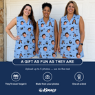 Friends in matching Women's Fin Flickers Custom Face V-Neck Dress — a group gift photo