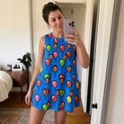 Real-life photo of someone wearing Women's Balloon Scribbles Custom Face Tank Dress — custom faces printed all-over