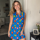 Real-life photo of someone wearing Women's Balloon Scribbles Custom Face V-Neck Dress — custom faces printed all-over