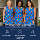 Friends in matching Women's Balloon Scribbles Custom Face V-Neck Dress — a group gift photo
