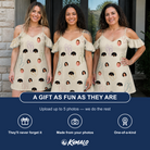Friends in matching Women's Kin Kicks Custom Face Off-Shoulder Dress — a group gift photo