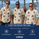 Friends in matching Men's Kin Kicks Custom Face Hawaiian Shirt — a group gift photo