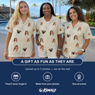 Friends in matching Women's Kin Kicks Custom Face Hawaiian Shirt — a group gift photo