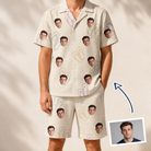Man wearing Men's Kin Kicks Custom Face Shirt & Shorts Set — custom faces printed all-over