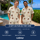 Friends in matching Men's Kin Kicks Custom Face Shirt & Shorts Set — a group gift photo