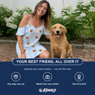 Friends in matching Women's Molar Morsels Custom Dog Face Off-Shoulder Dress — a group gift photo