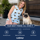 Friends in matching Women's Molar Morsels Custom Dog Face V-Neck Dress — a group gift photo