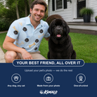 Friends in matching Men's Molar Morsels Custom Dog Face Polo Shirt — a group gift photo
