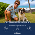Friends in matching Men's Molar Morsels Custom Dog Face Shirt & Shorts Set — a group gift photo