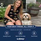 Friends in matching Women's Bark Buckles Custom Dog Face V-Neck Dress — a group gift photo