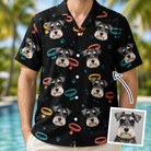 Man wearing Men's Bark Buckles Custom Dog Face Hawaiian Shirt — custom faces printed all-over