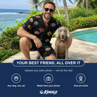 Friends in matching Men's Bark Buckles Custom Dog Face Shirt & Shorts Set — a group gift photo