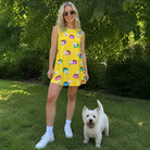 Full-length photo with the pet printed all over this Women's Chow Hounds Custom Dog Face Tank Dress