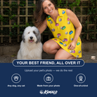 Friends in matching Women's Chow Hounds Custom Dog Face V-Neck Dress — a group gift photo