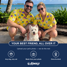 Friends in matching Men's Chow Hounds Custom Dog Face Hawaiian Shirt — a group gift photo
