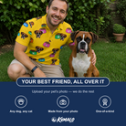 Friends in matching Men's Chow Hounds Custom Dog Face Polo Shirt — a group gift photo