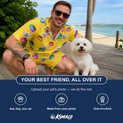 Friends in matching Men's Chow Hounds Custom Dog Face Shirt & Shorts Set — a group gift photo