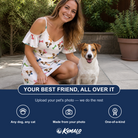 Friends in matching Women's Gnawvana Grove Custom Dog Face Off-Shoulder Dress — a group gift photo