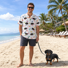 Full-length photo with the pet printed all over this Men's Gnawvana Grove Custom Dog Face Hawaiian Shirt