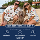 Friends in matching Men's Gnawvana Grove Custom Dog Face Hawaiian Shirt — a group gift photo