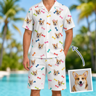 Man wearing Men's Gnawvana Grove Custom Dog Face Shirt & Shorts Set — custom faces printed all-over