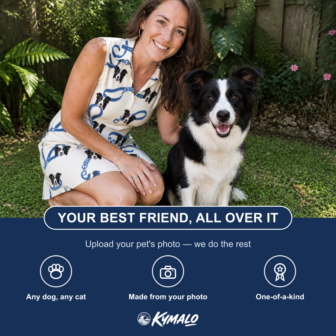Friends in matching Women's Leash Lineup Custom Dog Face V-Neck Dress — a group gift photo