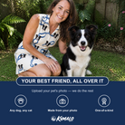 Friends in matching Women's Leash Lineup Custom Dog Face V-Neck Dress — a group gift photo