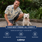 Friends in matching Men's Leash Lineup Custom Dog Face Polo Shirt — a group gift photo