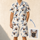 Man wearing Men's Leash Lineup Custom Dog Face Shirt & Shorts Set — custom faces printed all-over