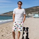 Full-length photo with the pet printed all over this Men's Tag Wag Custom Dog Face Beach Shorts