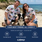Friends in matching Women's Tag Wag Custom Dog Face Hawaiian Shirt — a group gift photo