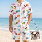 Man wearing Men's Tag Wag Custom Dog Face Shirt & Shorts Set — custom faces printed all-over