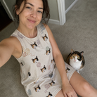Selfie with the pet whose face is printed all over this Women's Skein Snoopers Custom Cat Face Tank Dress