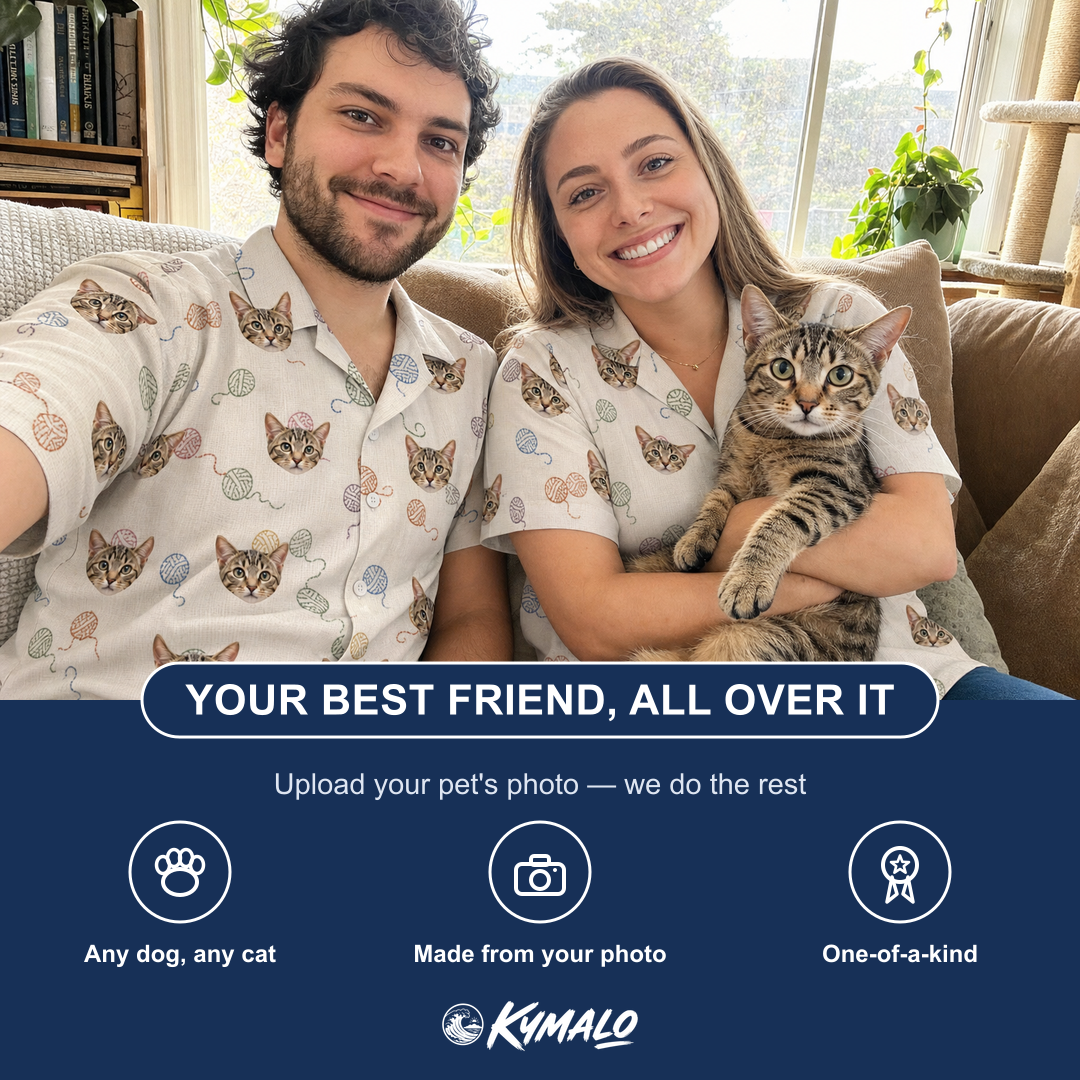 Friends in matching Women's Skein Snoopers Custom Cat Face Hawaiian Shirt — a group gift photo