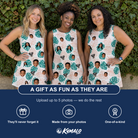 Friends in matching Women's Caladium Carnival Custom Face Tank Dress — a group gift photo
