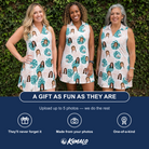 Friends in matching Women's Caladium Carnival Custom Face V-Neck Dress — a group gift photo