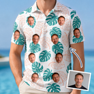 Man wearing Men's Caladium Carnival Custom Face Polo Shirt — custom faces printed all-over
