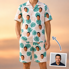 Man wearing Men's Caladium Carnival Custom Face Shirt & Shorts Set — custom faces printed all-over
