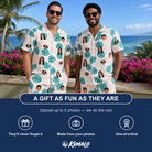 Friends in matching Men's Caladium Carnival Custom Face Shirt & Shorts Set — a group gift photo