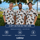 Friends in matching Men's Ylang Ylang Custom Face Hawaiian Shirt — a group gift photo