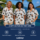 Friends in matching Women's Ylang Ylang Custom Face Hawaiian Shirt — a group gift photo