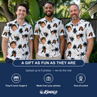 Friends in matching Men's Ylang Ylang Custom Face Polo Shirt — a group gift photo
